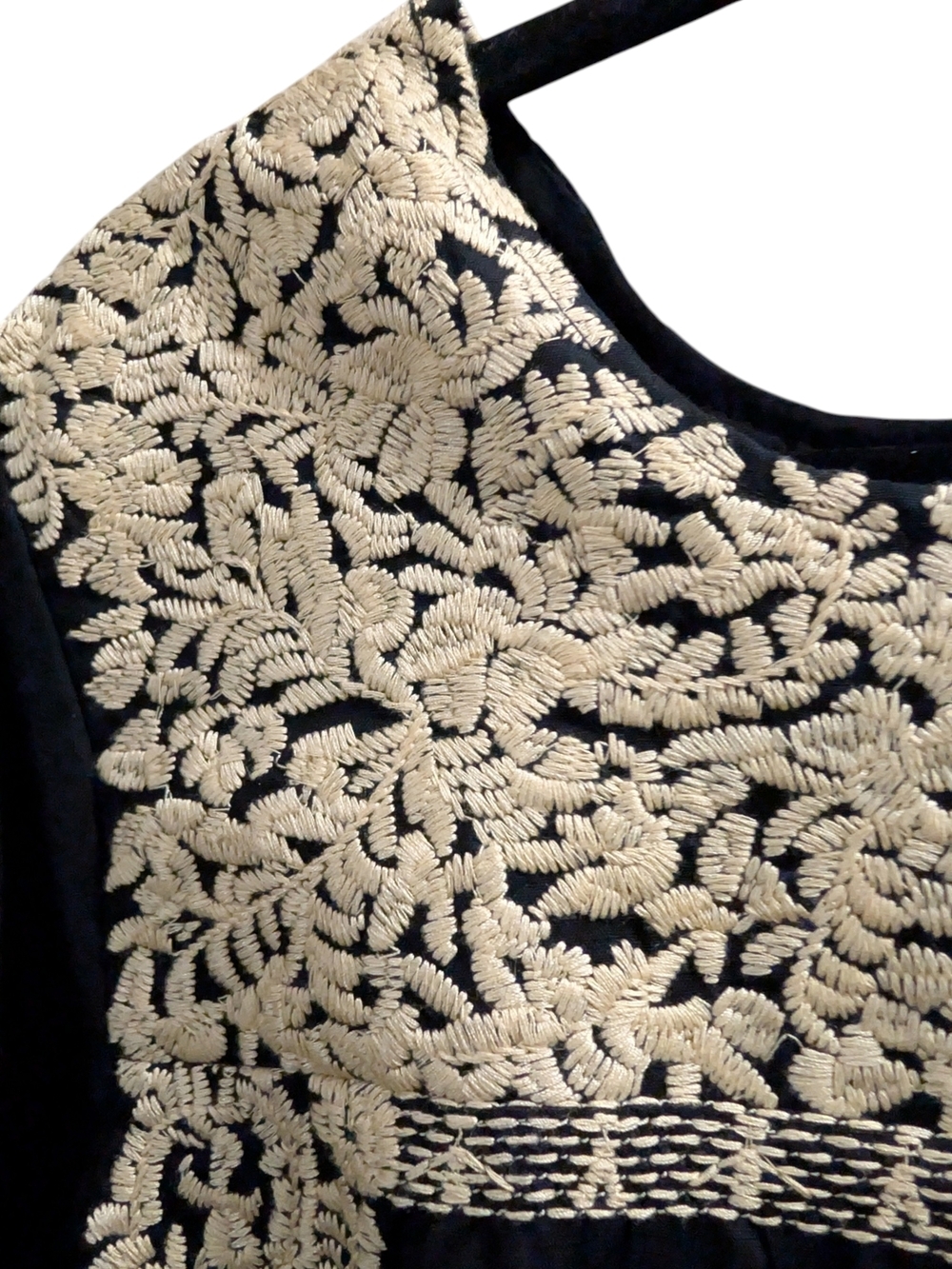 j. Marie The Amanda Black/Cream Embroidered Bell-Sleeve Peasant Blouse - Picture 7 of 11